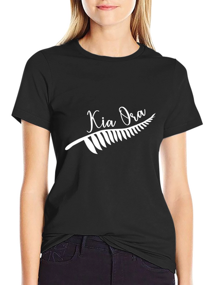 Camiseta Negra Kia Ora Diseño Nueva Zelanda