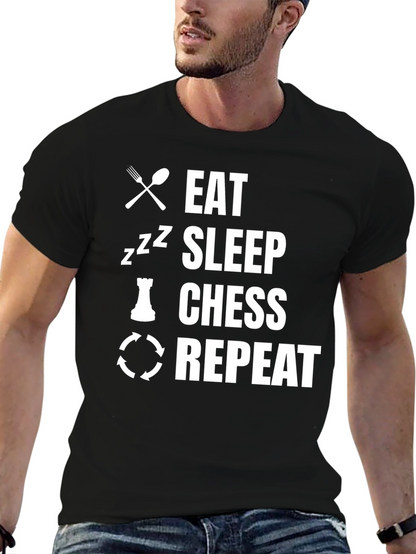Camiseta Negra Eat Sleep Chess Repeat