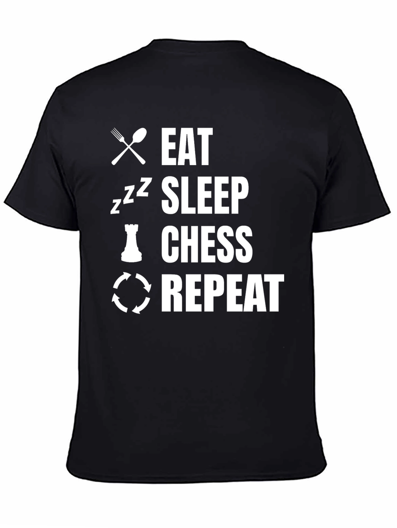 Camiseta Negra Eat Sleep Chess Repeat