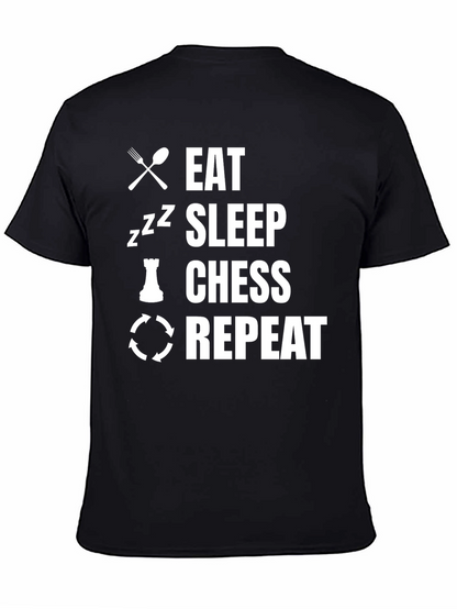 Camiseta Negra Eat Sleep Chess Repeat
