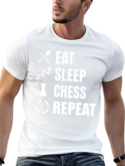 Camiseta Negra Eat Sleep Chess Repeat
