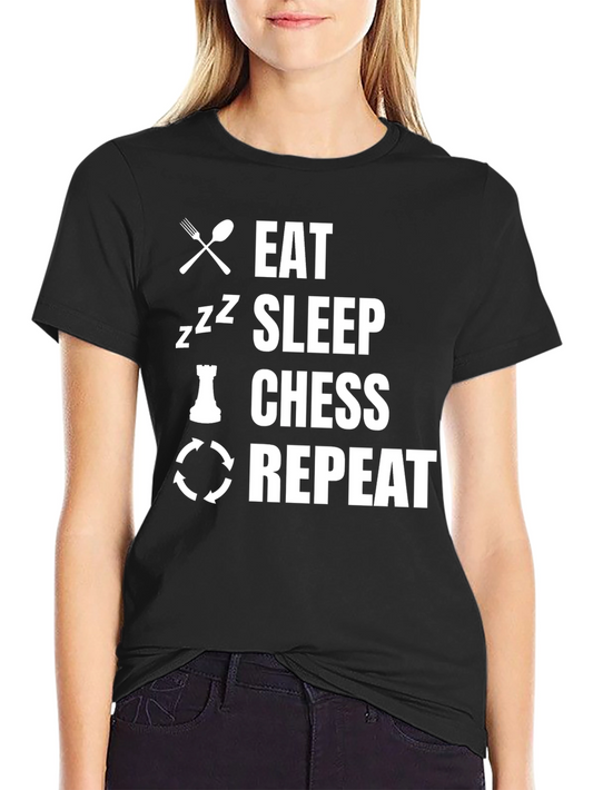 Camiseta Negra Eat Sleep Chess Repeat
