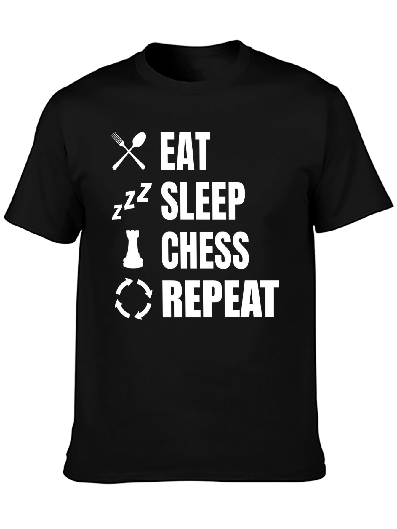 Camiseta Negra Eat Sleep Chess Repeat