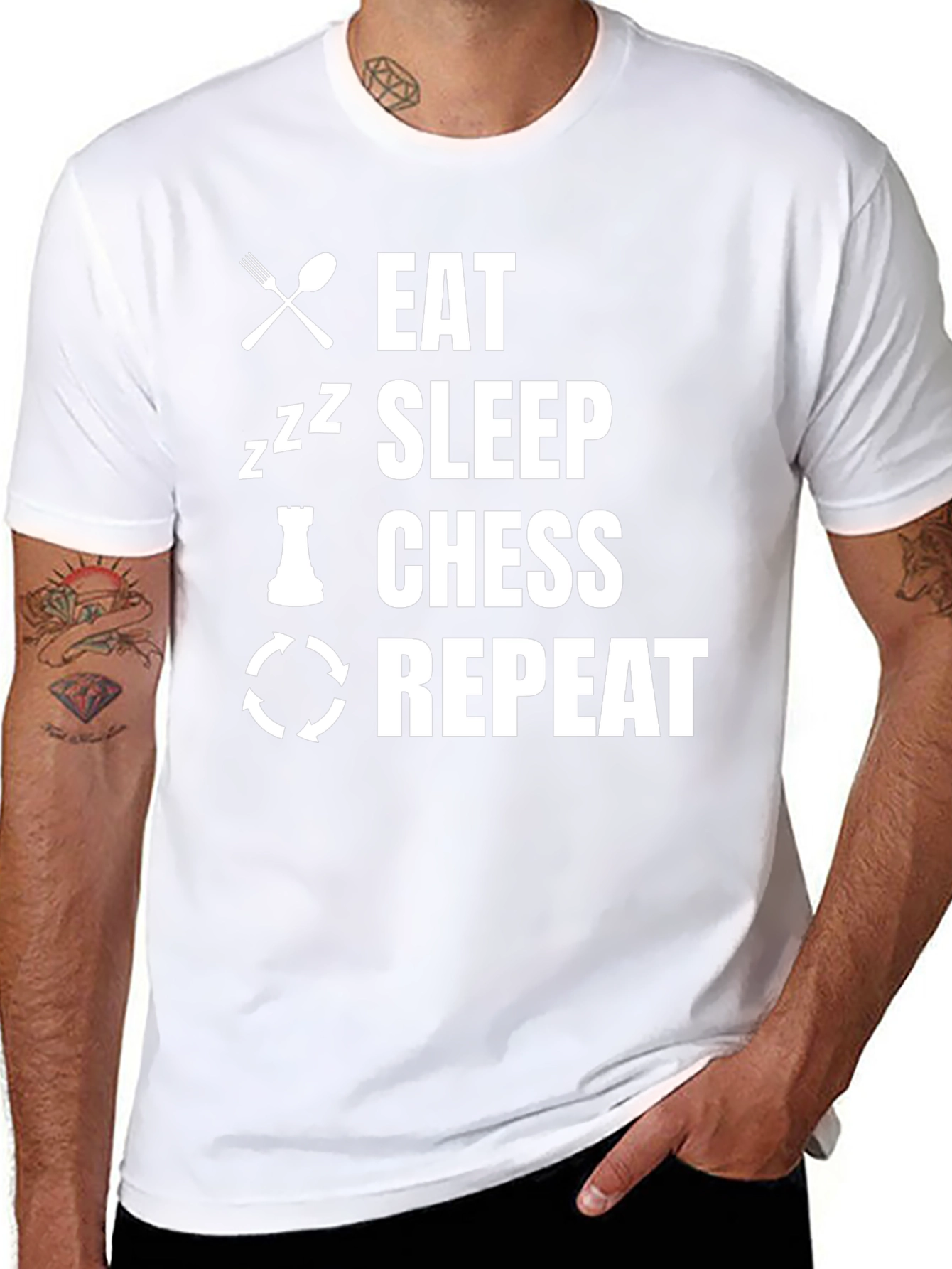 Camiseta Negra Eat Sleep Chess Repeat