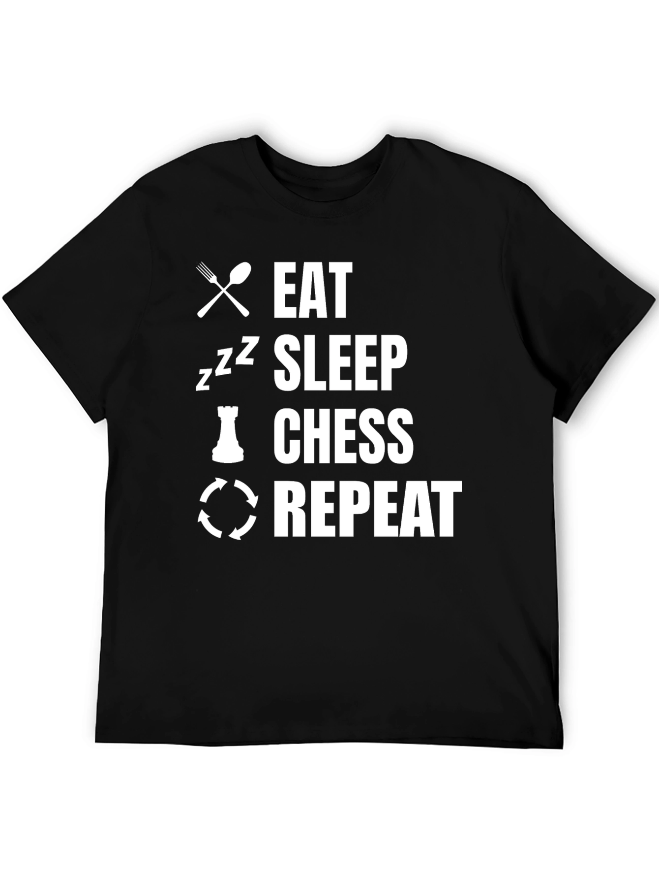 Camiseta Negra Eat Sleep Chess Repeat