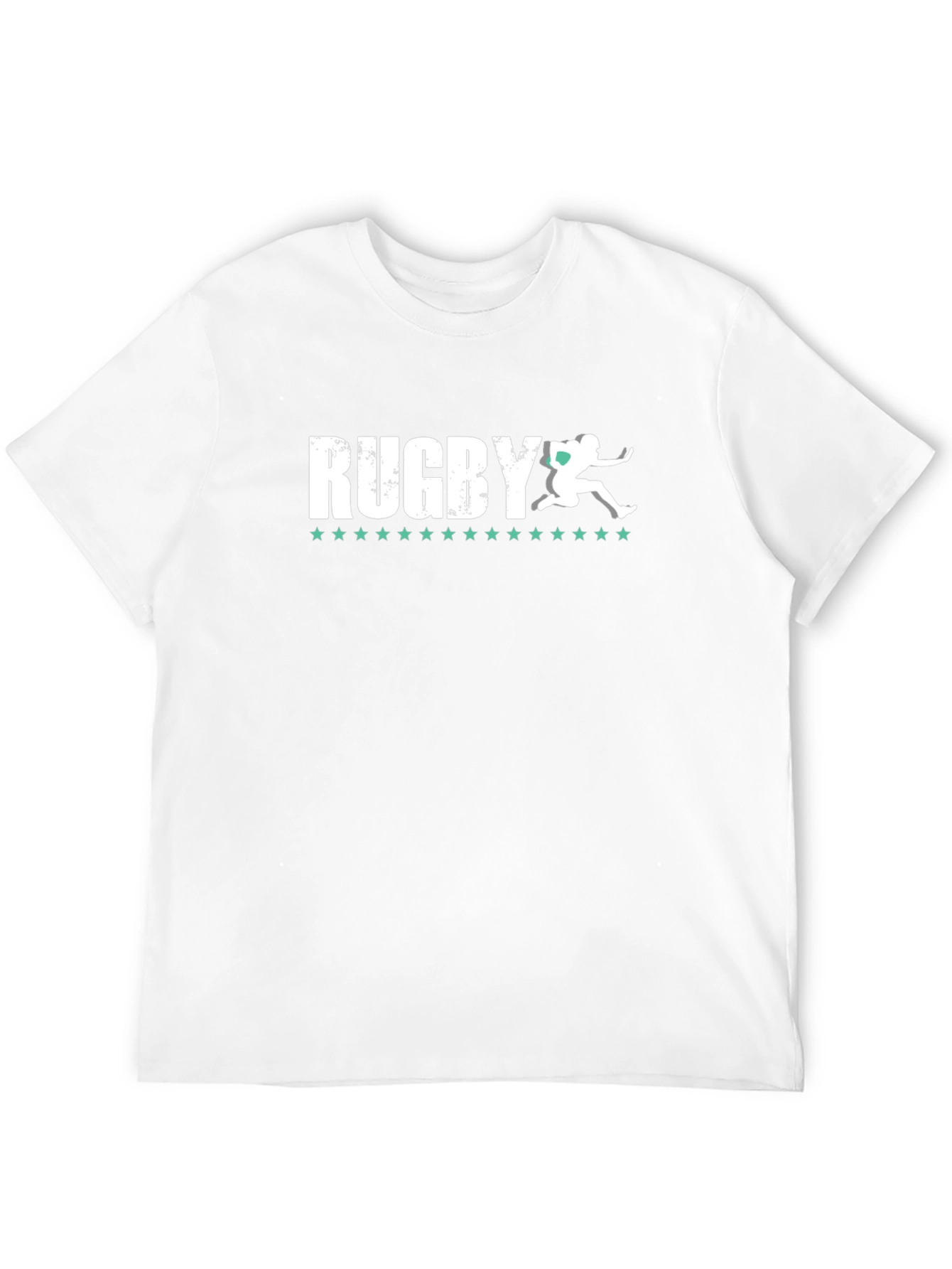 Camiseta Negra Rugby Hombre Diseño Jugador Estrellas