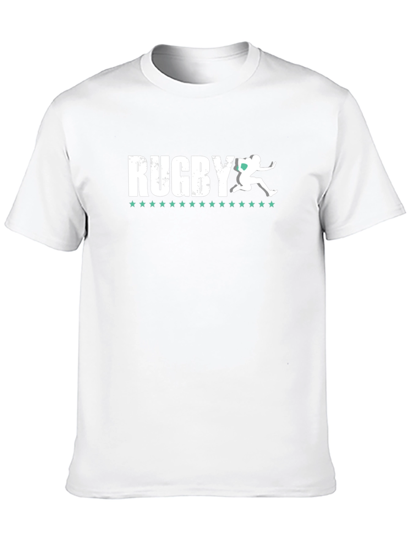 Camiseta Negra Rugby Hombre Diseño Jugador Estrellas