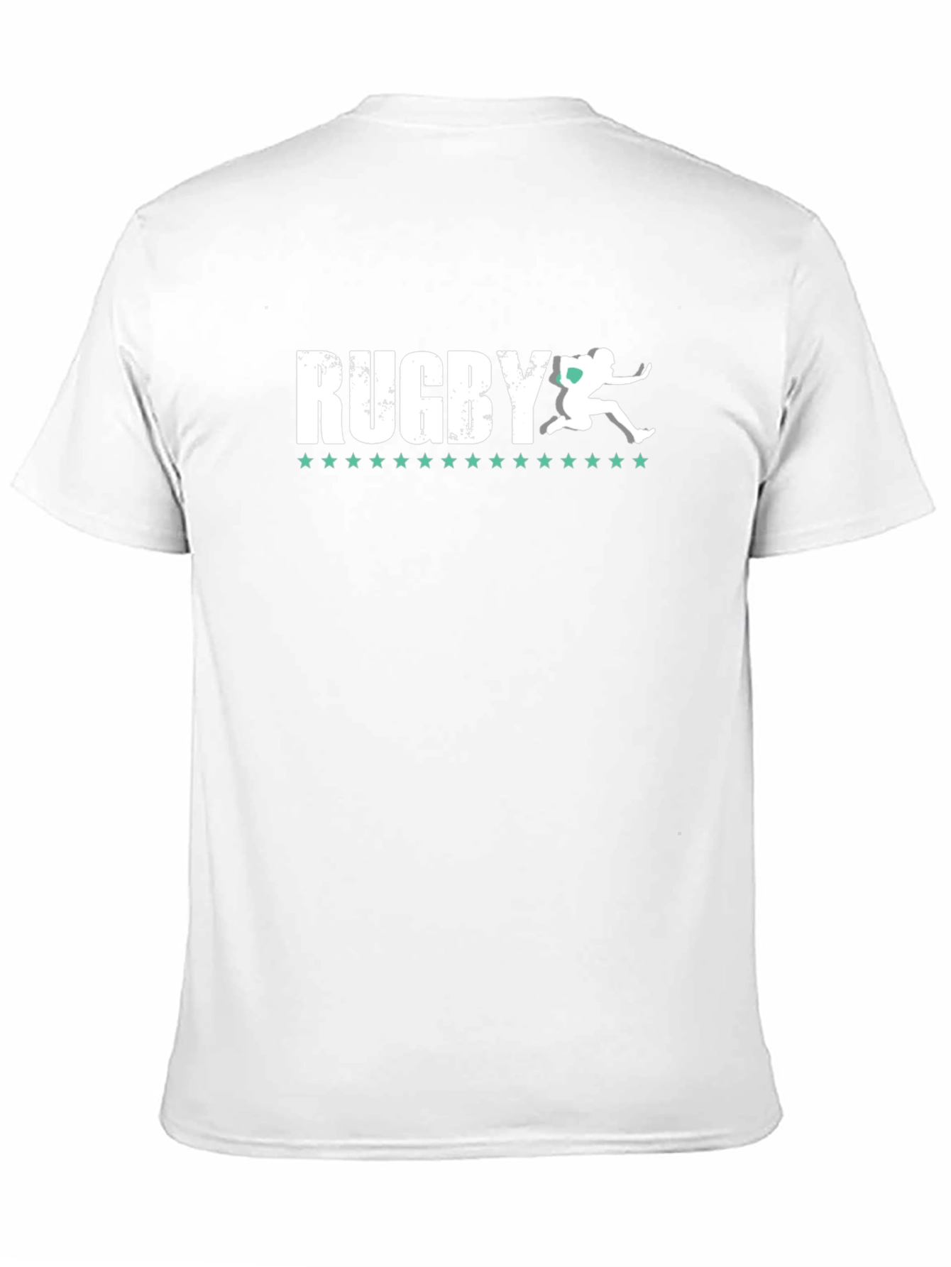 Camiseta Negra Rugby Hombre Diseño Jugador Estrellas