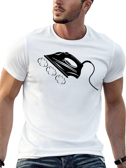 Camiseta Negra con Diseño de Plancha de Vapor