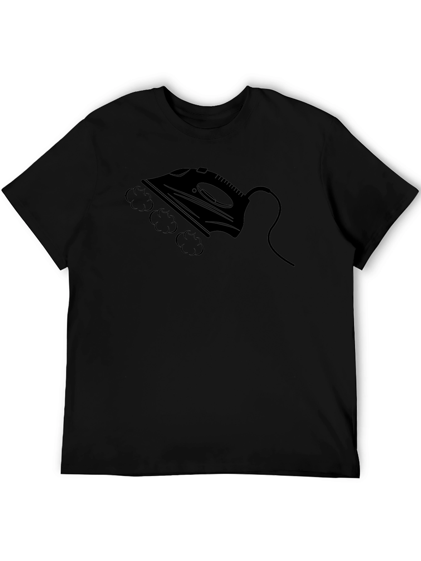 Camiseta Negra con Diseño de Plancha de Vapor