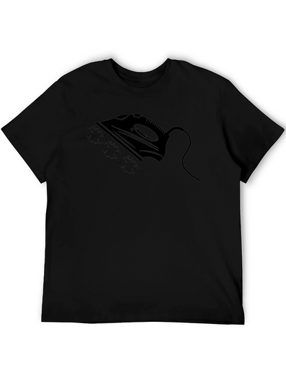 Camiseta Negra con Diseño de Plancha de Vapor