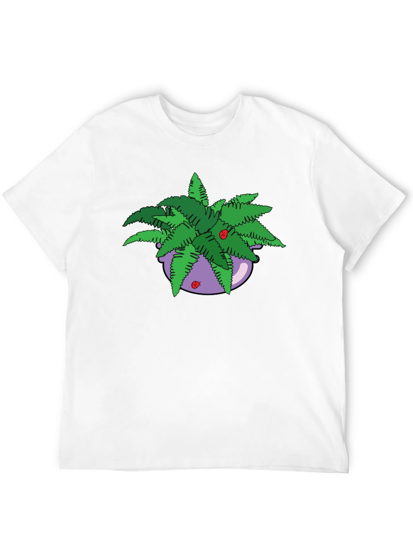 Camiseta Negra con Maceta de Helechos