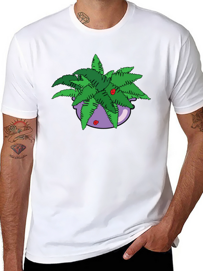 Camiseta Negra con Maceta de Helechos