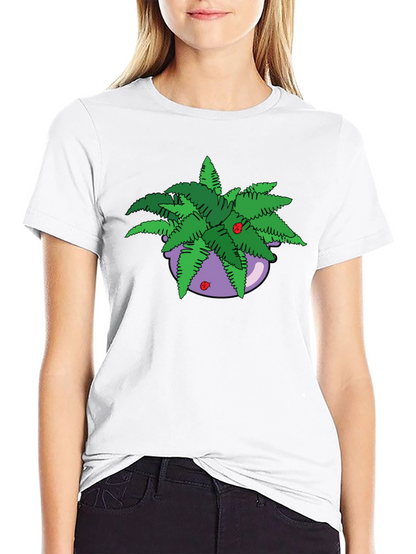 Camiseta Negra con Maceta de Helechos