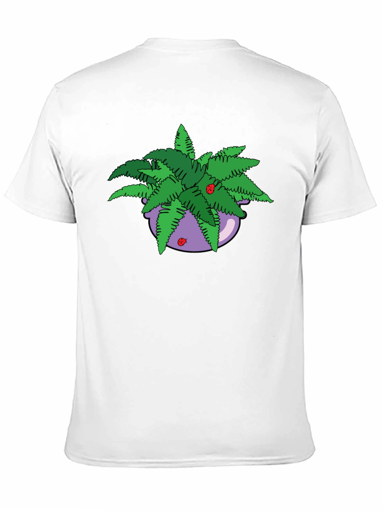 Camiseta Negra con Maceta de Helechos