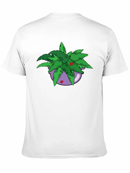 Camiseta Negra con Maceta de Helechos