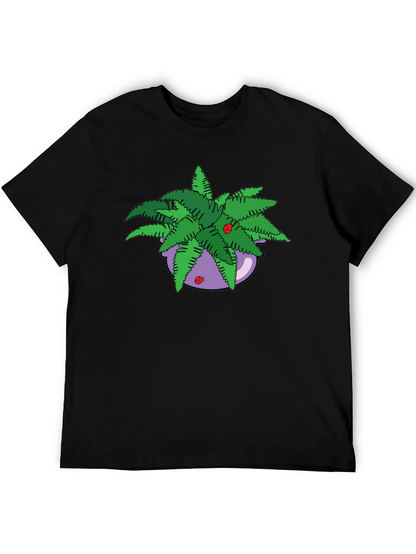 Camiseta Negra con Maceta de Helechos