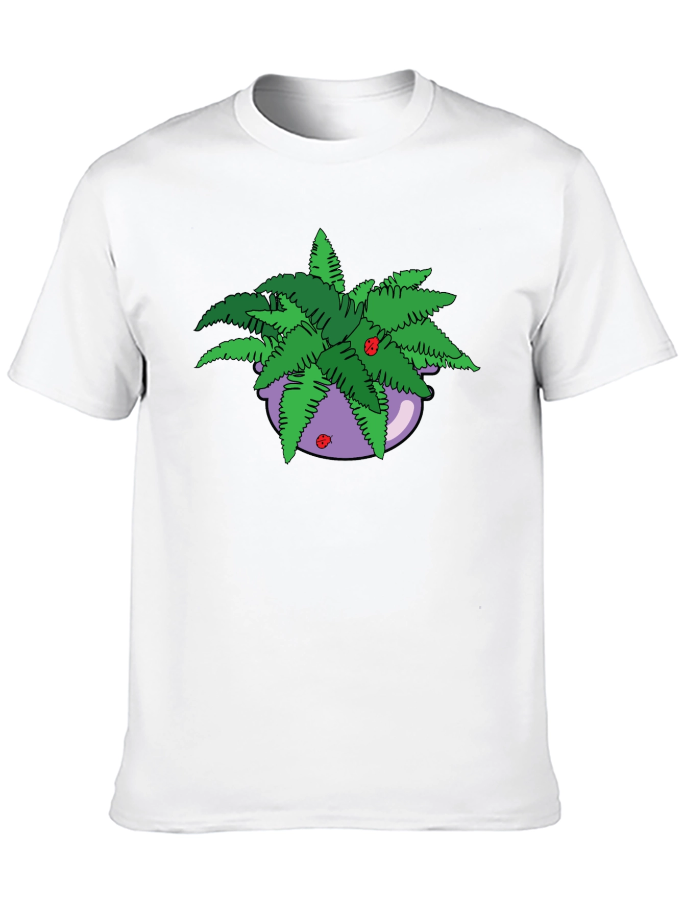 Camiseta Negra con Maceta de Helechos
