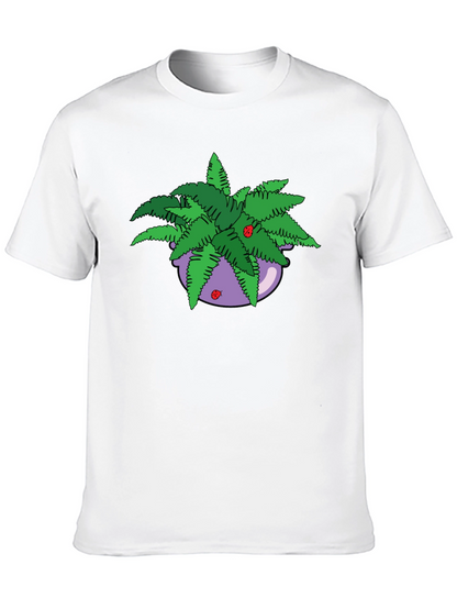 Camiseta Negra con Maceta de Helechos
