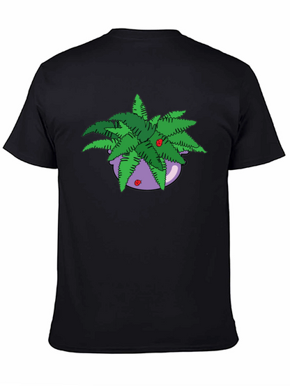Camiseta Negra con Maceta de Helechos
