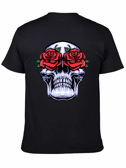 Camiseta Negra con Calavera y Rosas