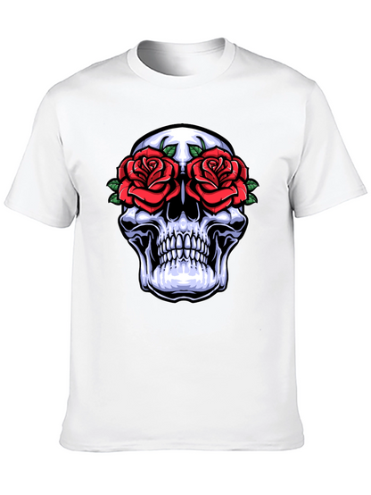 Camiseta Negra con Calavera y Rosas