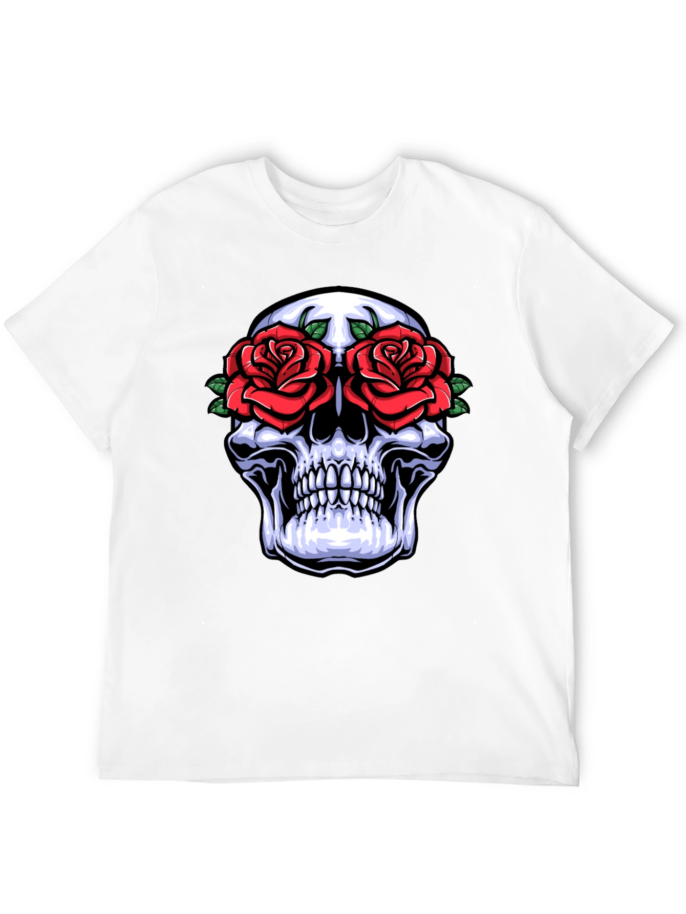 Camiseta Negra con Calavera y Rosas