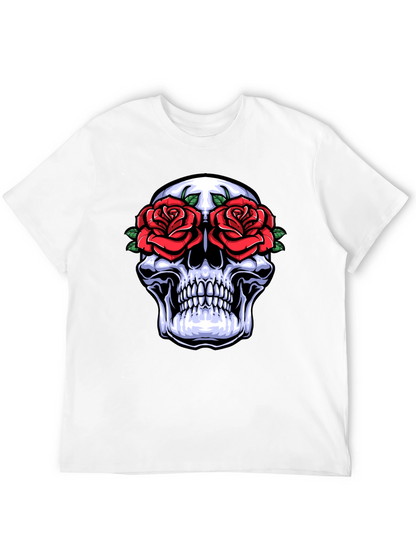 Camiseta Negra con Calavera y Rosas