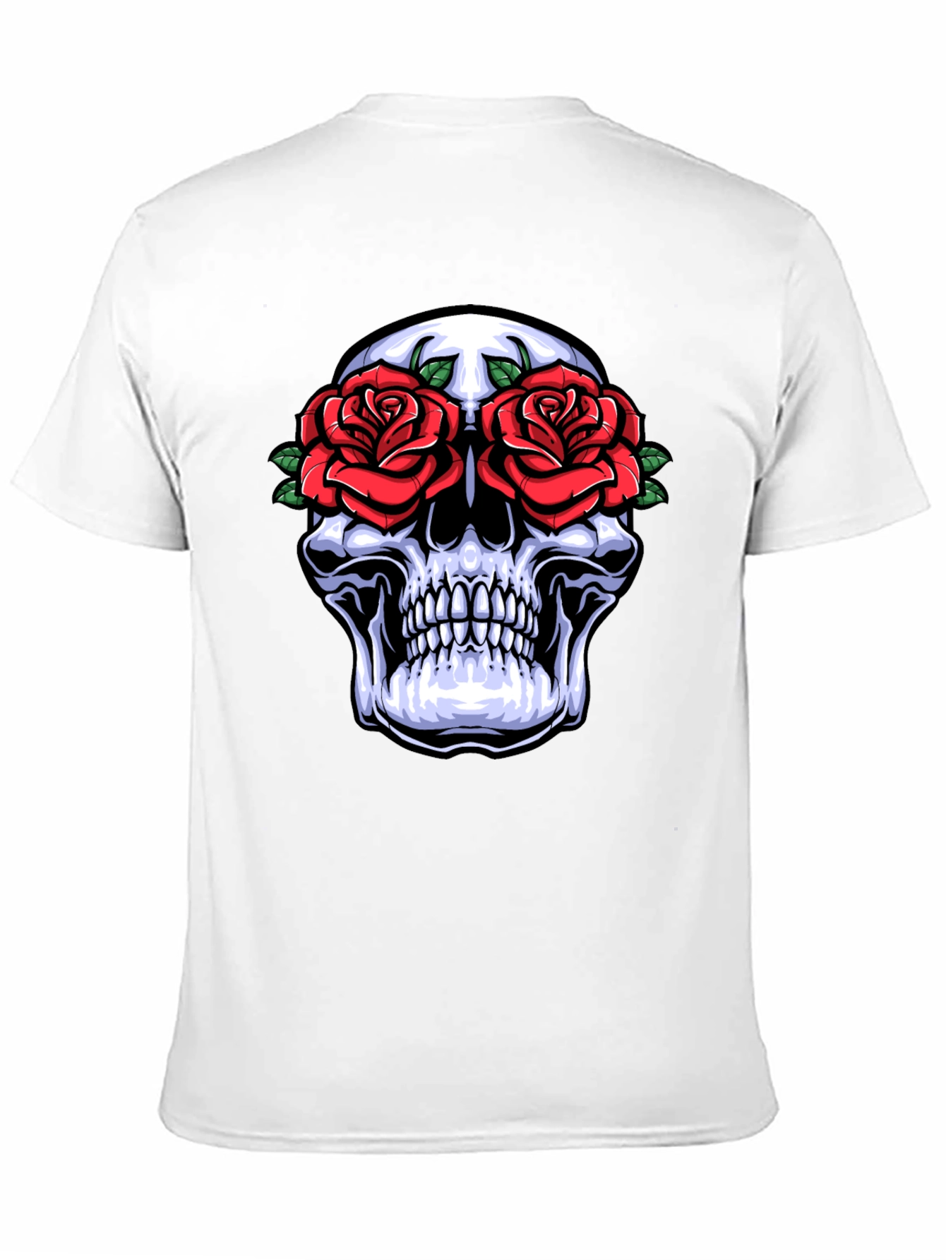 Camiseta Negra con Calavera y Rosas