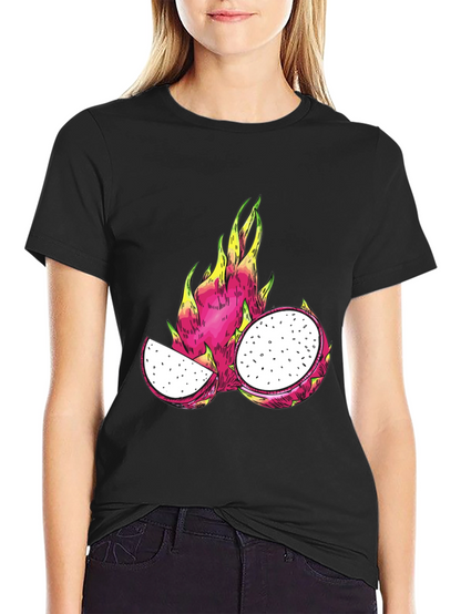 Camiseta Negra con Diseño de Pitahaya