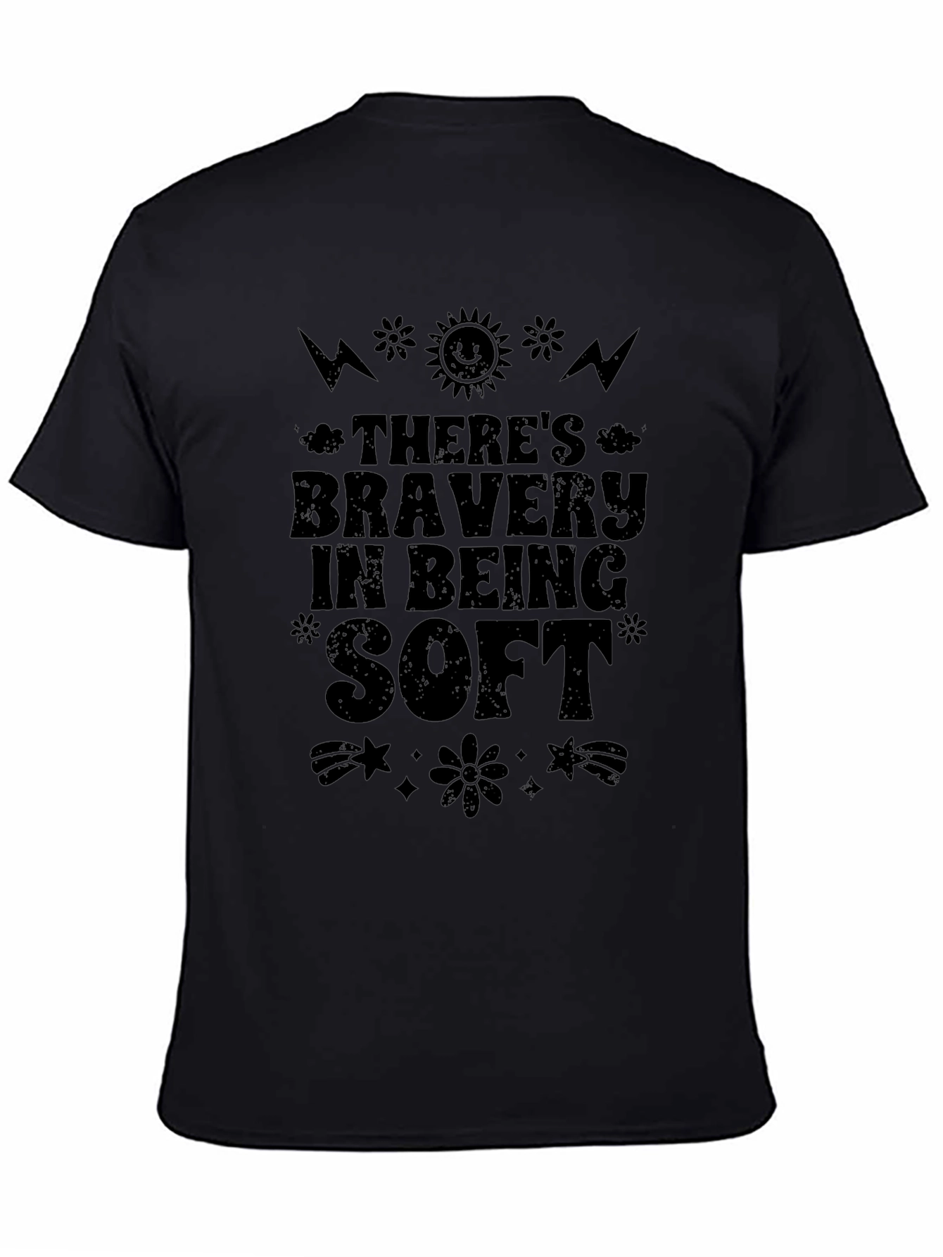 Camiseta Negra con Estampado Bravery in Being Soft