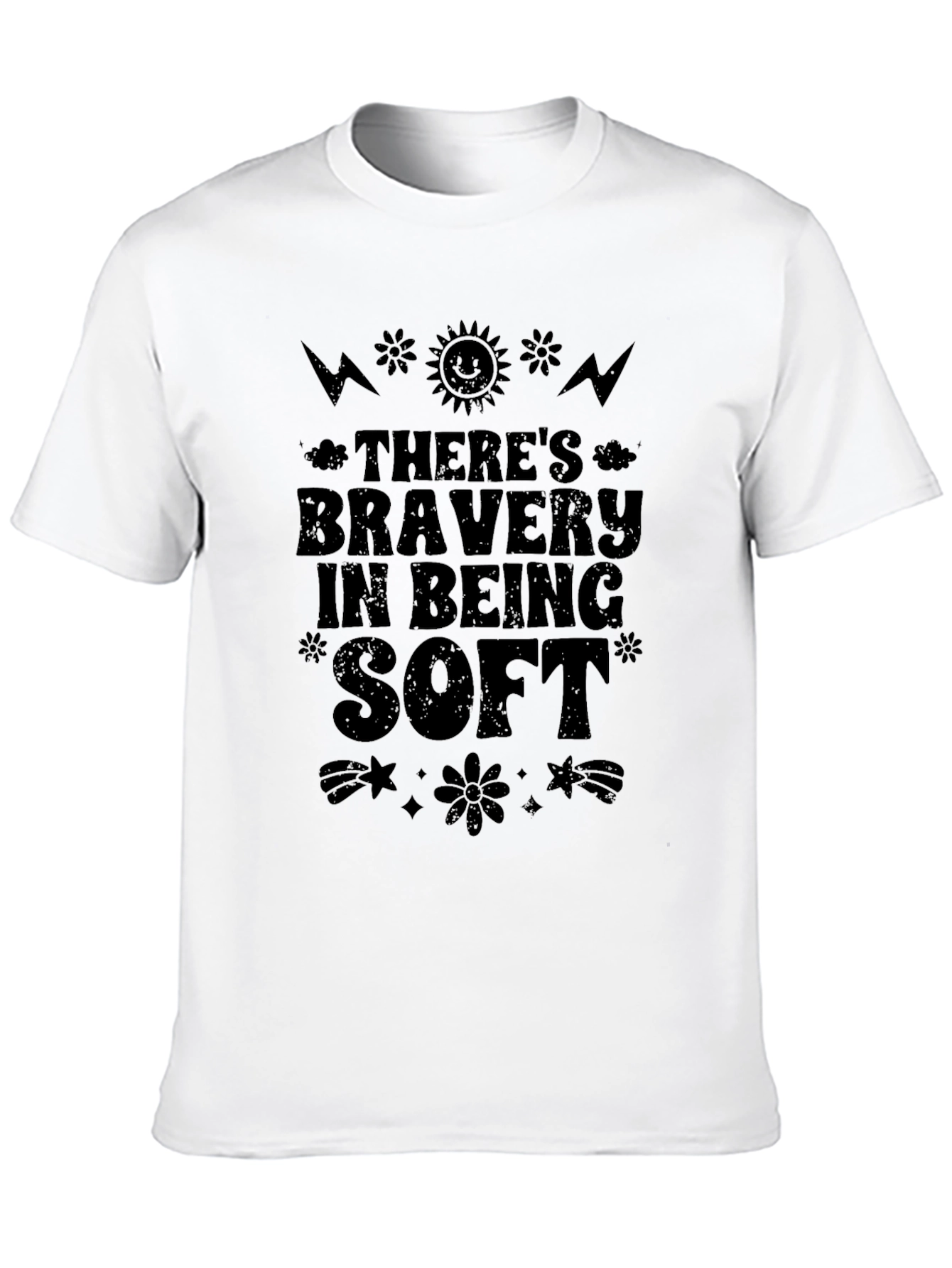 Camiseta Negra con Estampado Bravery in Being Soft