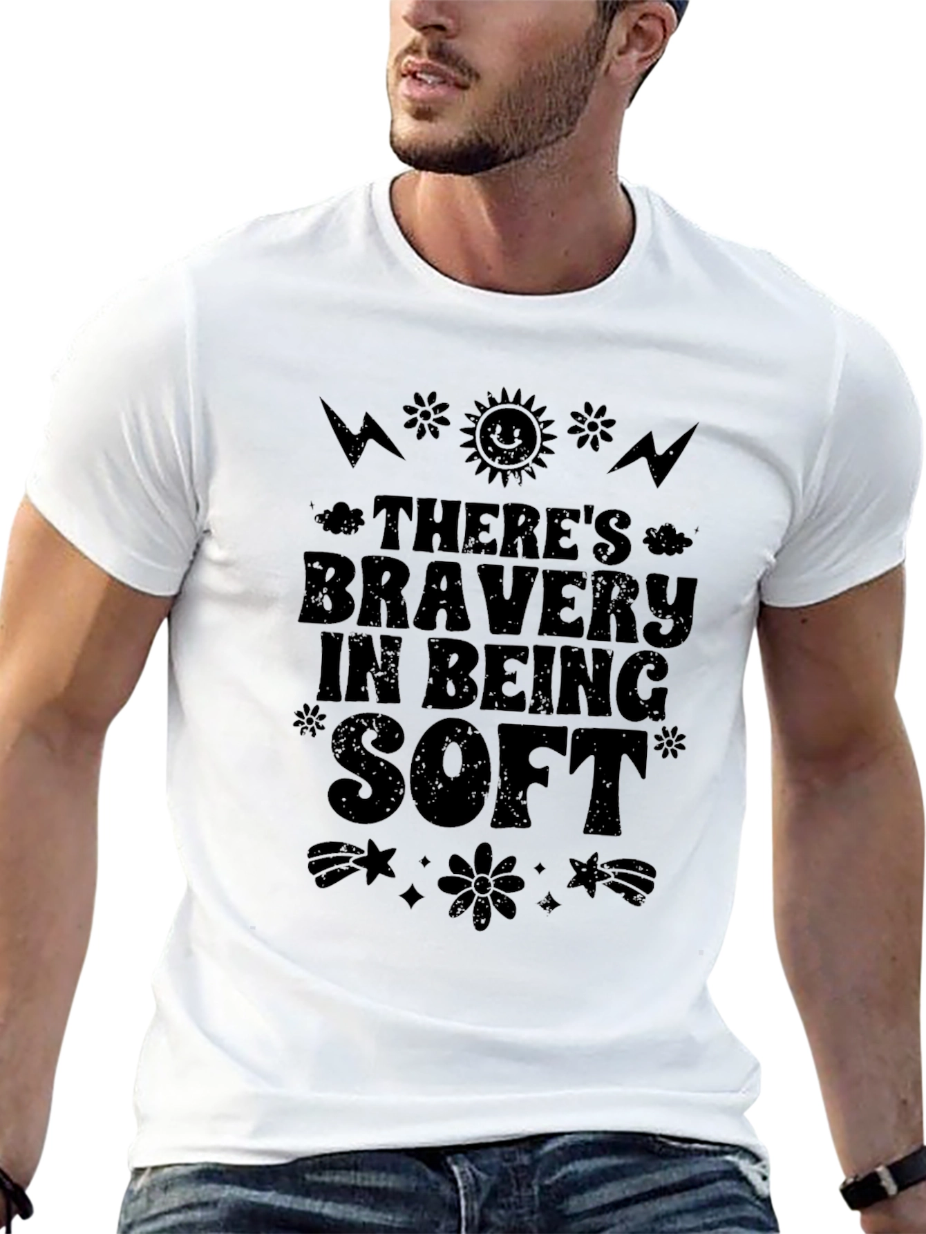 Camiseta Negra con Estampado Bravery in Being Soft