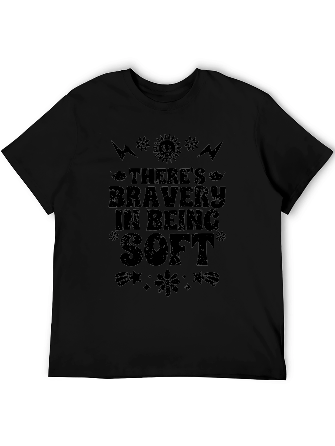 Camiseta Negra con Estampado Bravery in Being Soft
