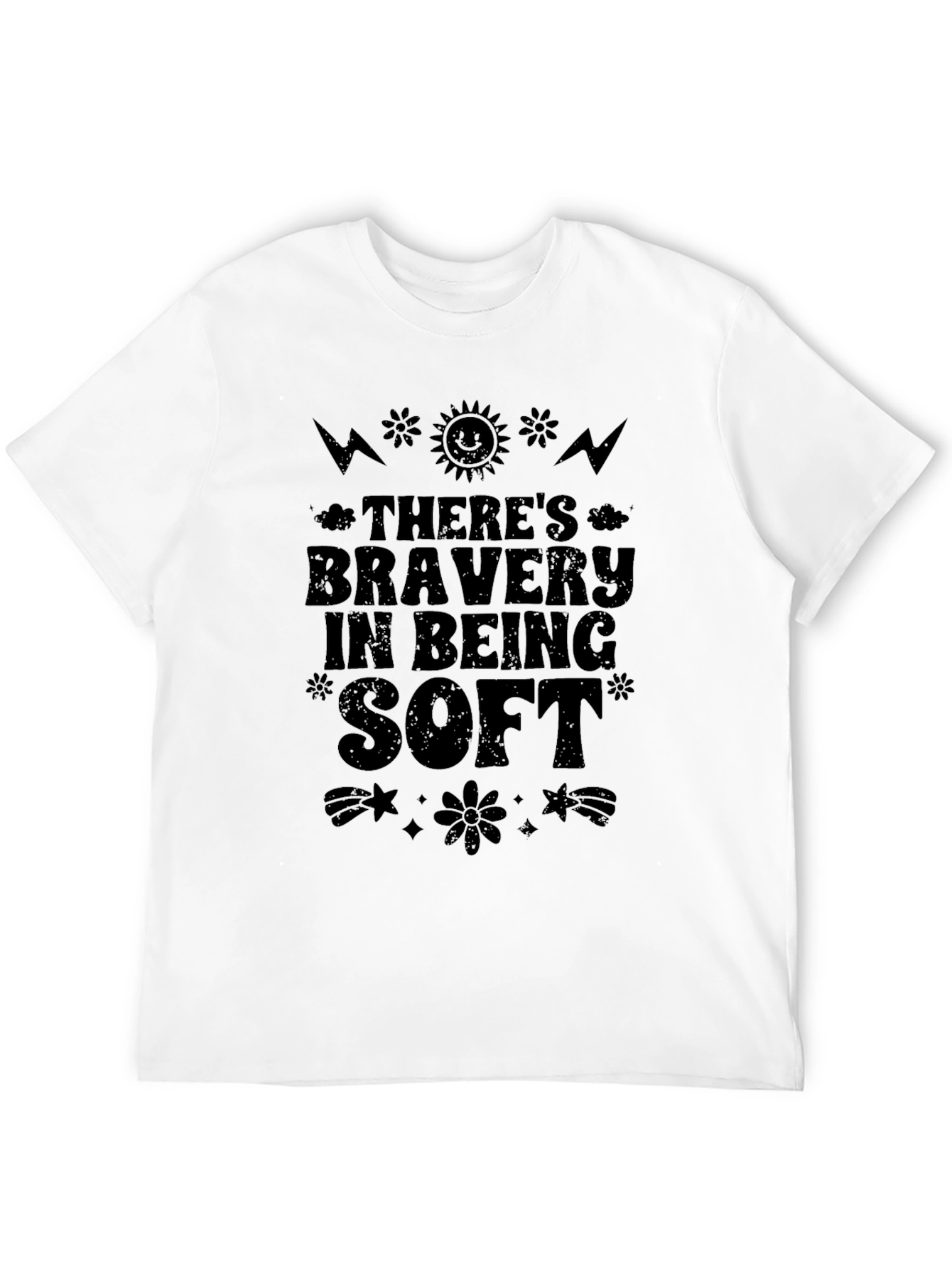 Camiseta Negra con Estampado Bravery in Being Soft