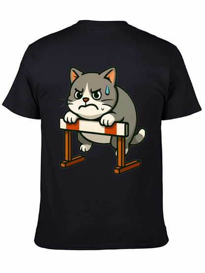 Camiseta Negra con Diseño de Gato Obstáculos