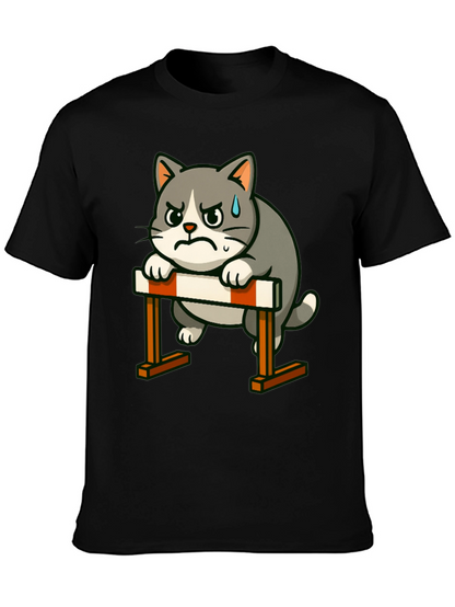 Camiseta Negra con Diseño de Gato Obstáculos