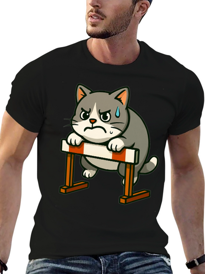 Camiseta Negra con Diseño de Gato Obstáculos