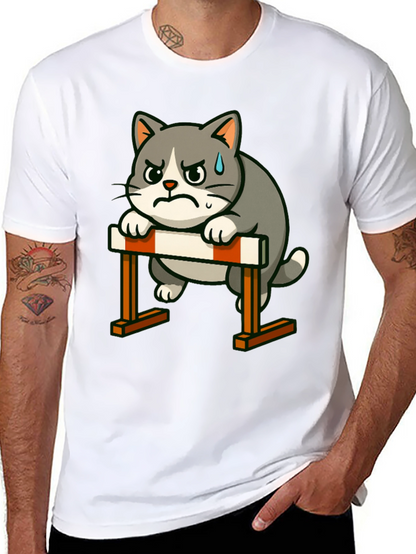Camiseta Negra con Diseño de Gato Obstáculos