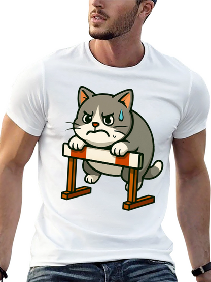 Camiseta Negra con Diseño de Gato Obstáculos