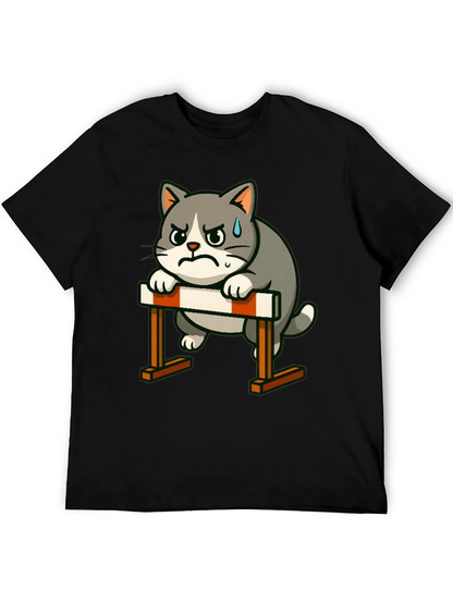 Camiseta Negra con Diseño de Gato Obstáculos
