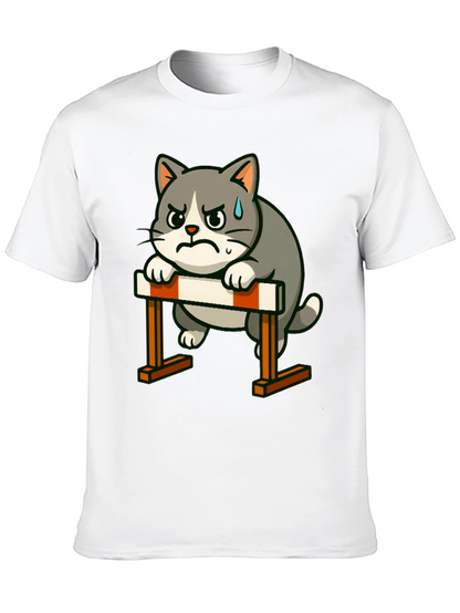Camiseta Negra con Diseño de Gato Obstáculos