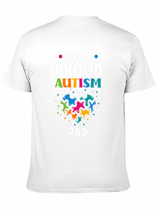 Camiseta Negra Proud Autism Dad Corazón Puzzle