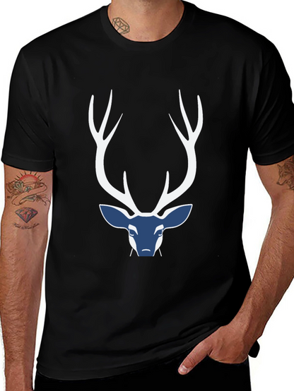 Camiseta Negra con Diseño de Ciervo Abstracto