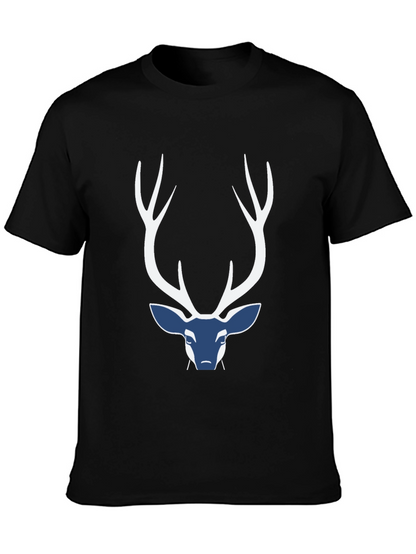Camiseta Negra con Diseño de Ciervo Abstracto