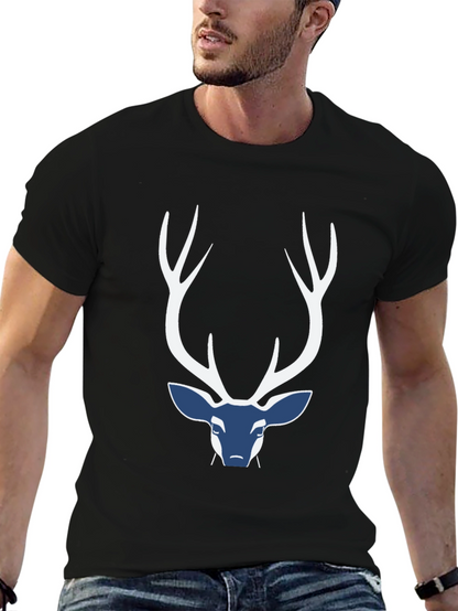 Camiseta Negra con Diseño de Ciervo Abstracto