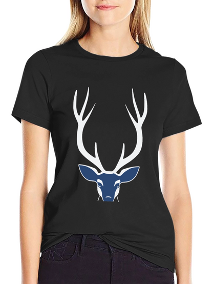 Camiseta Negra con Diseño de Ciervo Abstracto