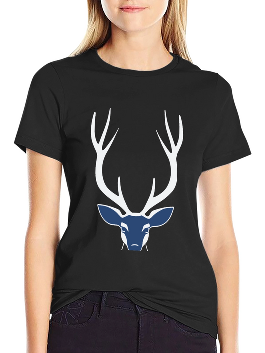Camiseta Negra con Diseño de Ciervo Abstracto