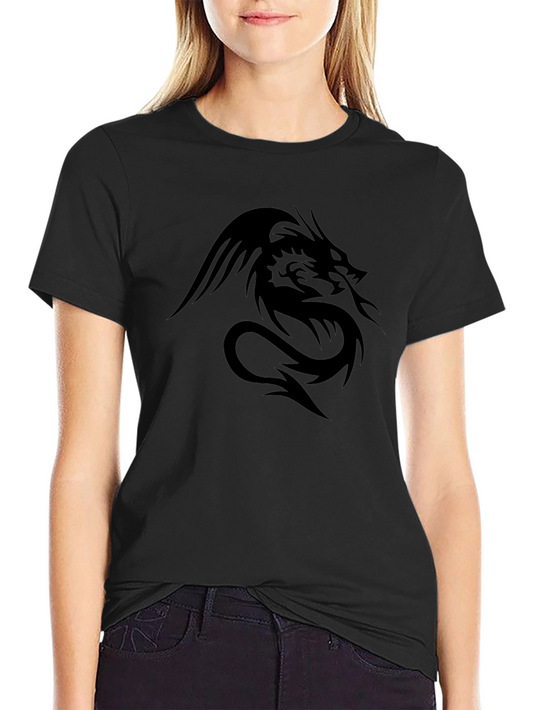 Camiseta Negra Dragón Tribal - Estilo y Audacia