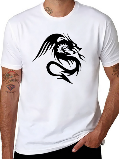 Camiseta Negra Dragón Tribal - Estilo y Audacia